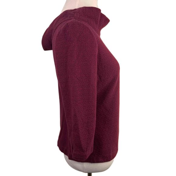 Boden Purple 3/4 Sleeve Shawl Collar Textured Pattern Pullover Sweater Size 4P - Picture 5 of 7